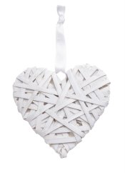 srdce z proutí 15 cm - bílá