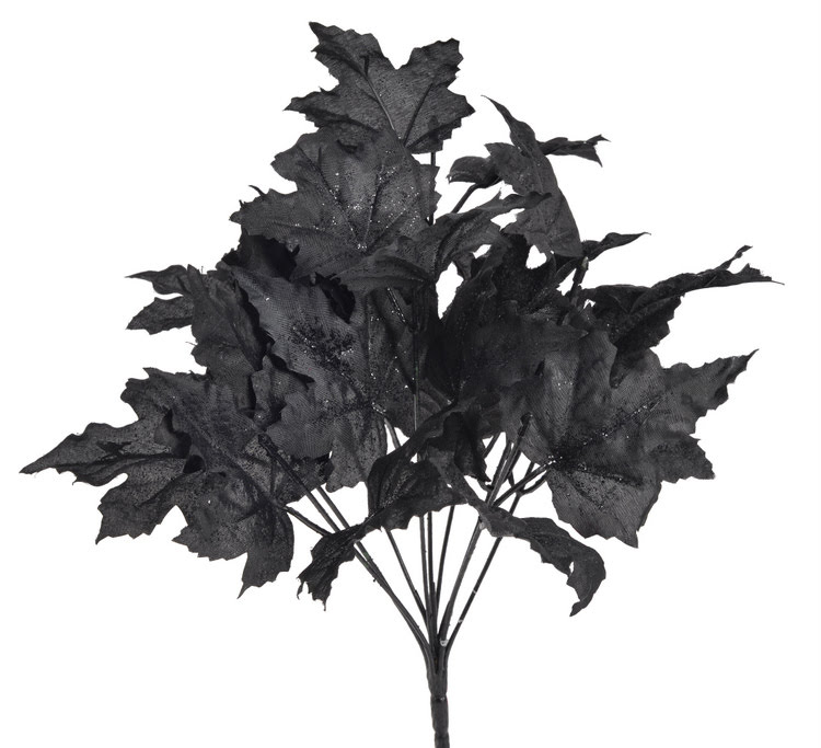 javorové listy - trs x 9, černá