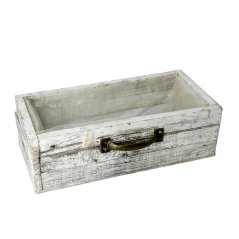 dřevěný široký šuplík retro - bílý