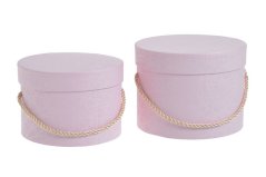 Flowerbox kulatý, sada (2 ks) - růžová