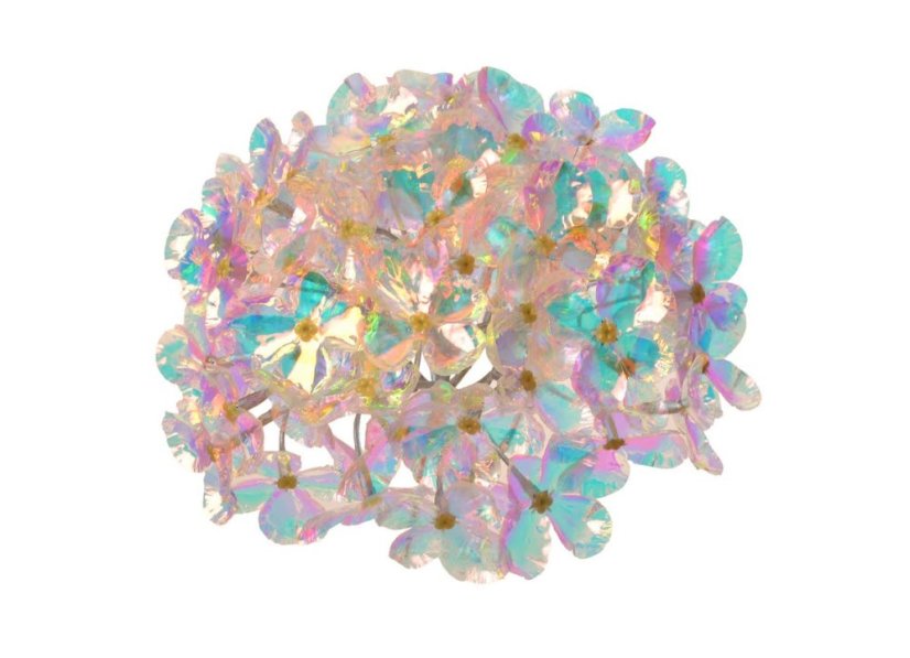 OPALIZZE květ hortenzie 20 cm – iridescentní transparentní