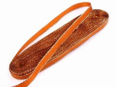 taftová stuha s rexorem 6 mm (10 m) - oranžová/stříbrná