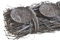 korpus z proutí na 4 svíce 60 cm - šedá