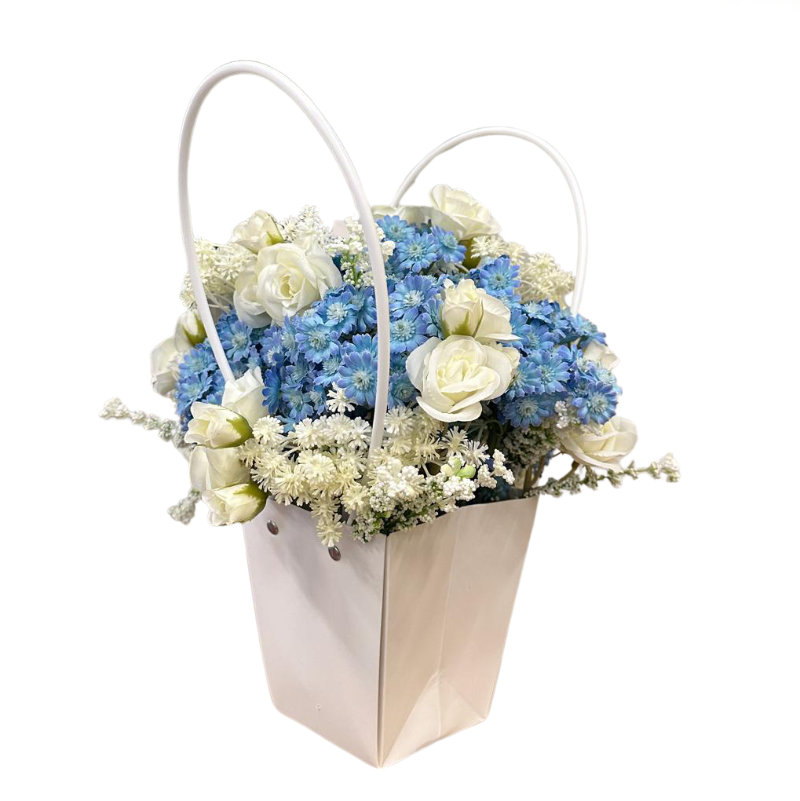 floristická taška s uchy - bílá