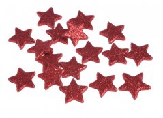 hvězdy glitter (48 ks) - červené
