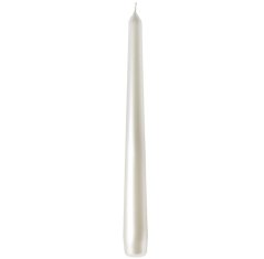 kónická svíce 25 cm - metal bílá
