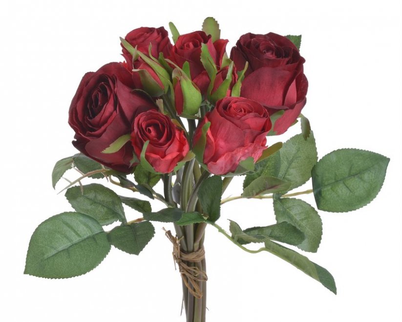 kytice růží s listy - červená