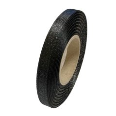 atlasová stuha 10 mm x 20 m - černá třpytivá