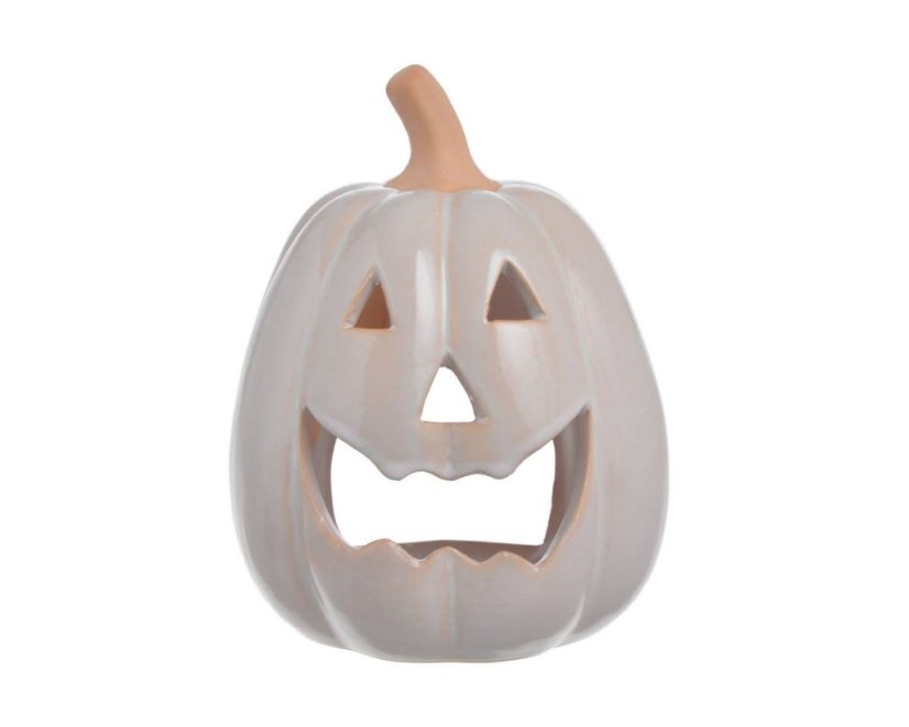 lampa dýně Halloween 15 cm, keramika - krém