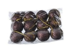 koule / baňky 4 cm (12 ks) - glitter hnědá coffee