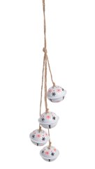 rolničky x4 - girlanda 36 cm - bílá