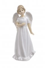 keramický anděl se srdcem 13 cm - bílá