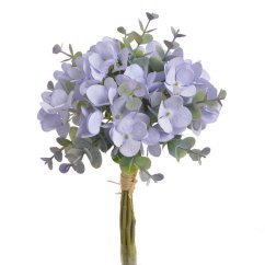 hortenzie s eukalyptem 26 cm - fialová