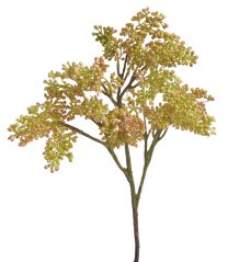větvička s kuličkami 54 cm - sv. zelená + oranžová