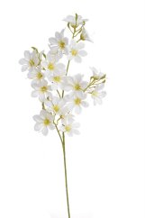 umělá rozkvetlá větvička – 32 květů, 72 cm - bílá