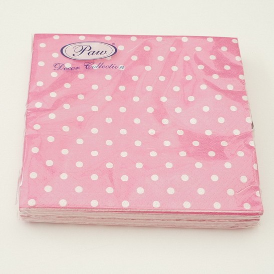 ubrousky Lunch 33 x 33 cm (20 ks) - růžová, puntíky