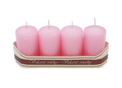 adventní svíce válec 40/70 mm (4 ks) - sv. růžová