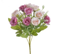 kytice růžiček 28 cm - mix růžová