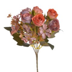 trs růžiček s listy - růžová/fialová