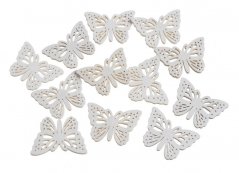 dřevění motýlci (12 ks) - bílá