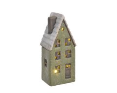 keramický domeček LED 14 cm - zelená