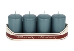 adventní svíce válec 40/70 mm (4 ks) - modrošedá