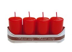adventní svíce válec 40/70 mm (4 ks) - červená