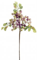 větvička s bobulkami - bílozelená + fialová