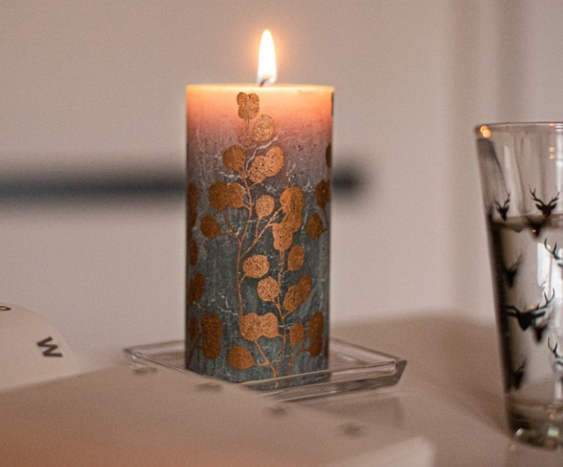 skleněný talířek pod svíčku čtverec