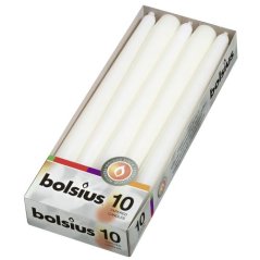 kónické svíčky Bolsius (10 ks), 245/24 mm, bílá