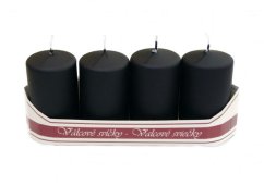 adventní svíce válec 40/70 mm (4 ks) - černá mat