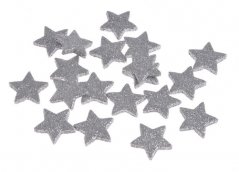 hvězdy glitter (48 ks) - stříbrná