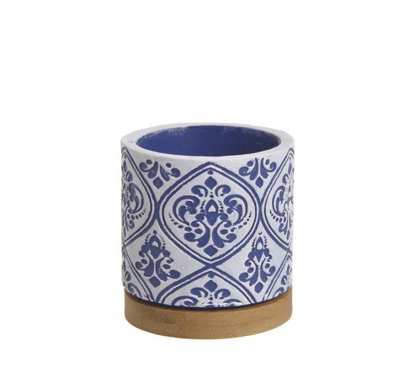 keramický obal ornament malý - modrá/bílá