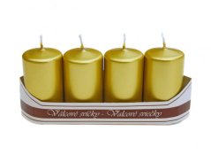 adventní svíce válec 40/70 mm (4 ks) - metal. zlatá