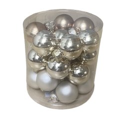 skleněné koule (24ks) 25 mm - MIX krém matná/zlatá lesklá