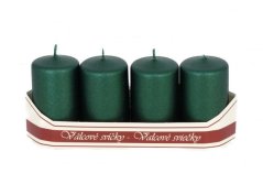 adventní svíce válec 40/70 mm (4 ks) - metal. tm. zelená mat