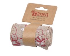 stuha s drátem 6 cm x 2 m - přírodní se sněhuláčky