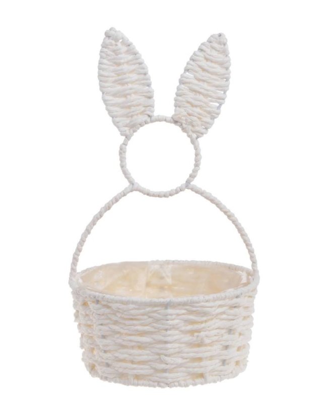 košík s uchem - zajíc - bílá