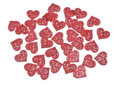 dřevěná srdce ornament (36 ks) - červená