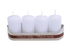 adventní svíce válec 40/70 mm (4 ks) - bílá