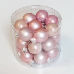 skleněné koule (24ks) 20 mm - růžová/krém lesk/mat