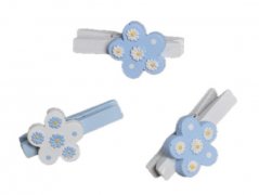 kolíčky s květinkami (9 ks) - bílá/modrá