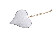 plechové srdce na pověšení 7,5 cm - bílá