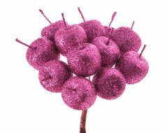 jablíčka s glittrem na drátku (12 ks) růžová výrazná