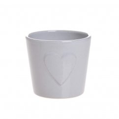 keramická nádobka se srdcem 7,5 cm - šedá