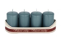 adventní svíce válec 40/70 mm (4 ks) - modrošedá