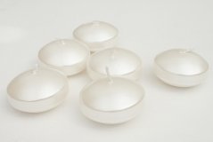 plovoucí svíčky - čočky (6 ks) - METAL bílá