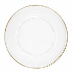 dekorační talíř s okrajem 33 cm - transparentní/zlatá