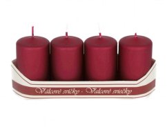 adventní svíce válec 40/70 mm (4 ks) - metal. vínová mat