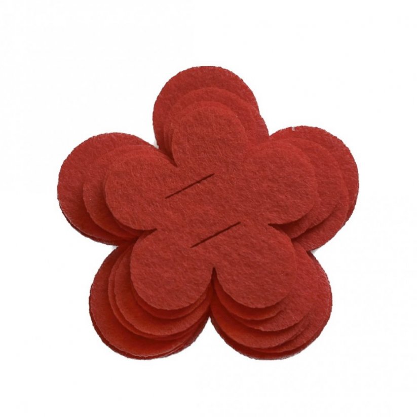 filcové květinky (9 ks) - červená